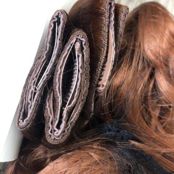 24” CURLY AUBURN COPPER 280 GRAMS 4 PEICE CLIP INS main image 4